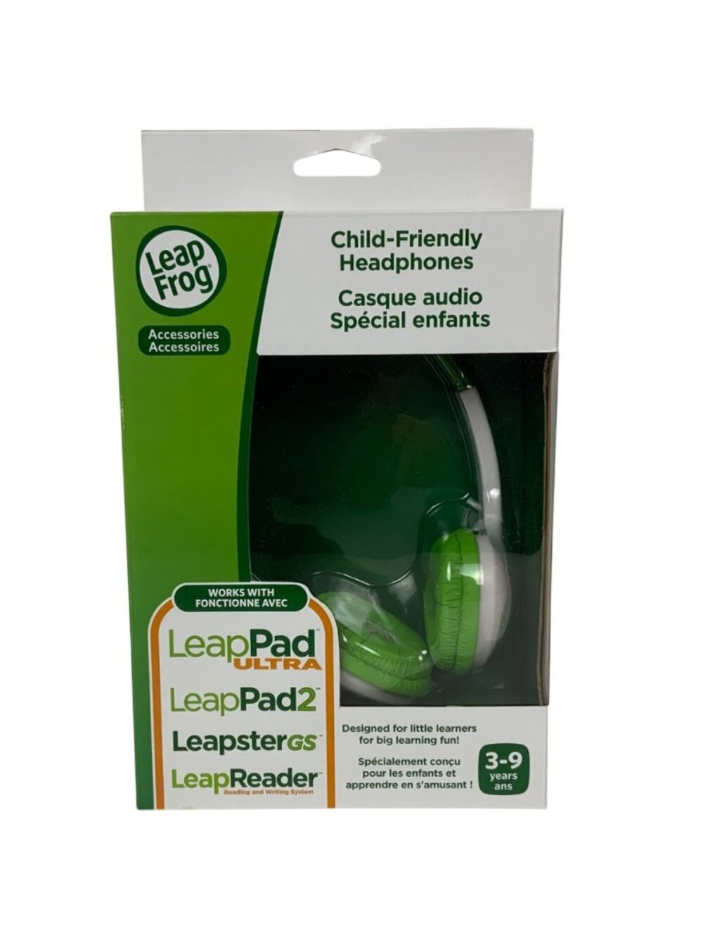 LeapFrog Child-Friendly Headphones Ages 3-9 Green White for LeapPad LeapReader